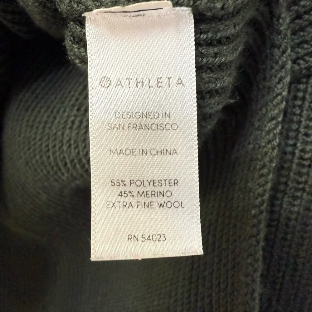 Athleta Forest Green Switchback Pullover Sweater Women’s XS Oversized Wool Blend